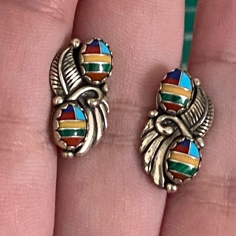 Vintage Navajo WM Wheeler Multi-Gemstone Inlay